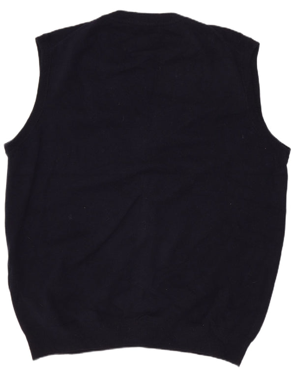 Gant Herren-Strickjacke, ärmellos, 2XL, marineblaue Lammwolle