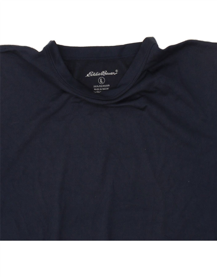 EDDIE BAUER Womens T-Shirt Top Large Navy Blue Polyester Vintage Eddie Bauer and Second-Hand Eddie Bauer from Messina Hembry 