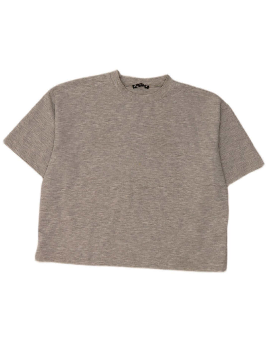 Zara Damen T-Shirt Top UK 16 Large Grau geflecktes Polyester