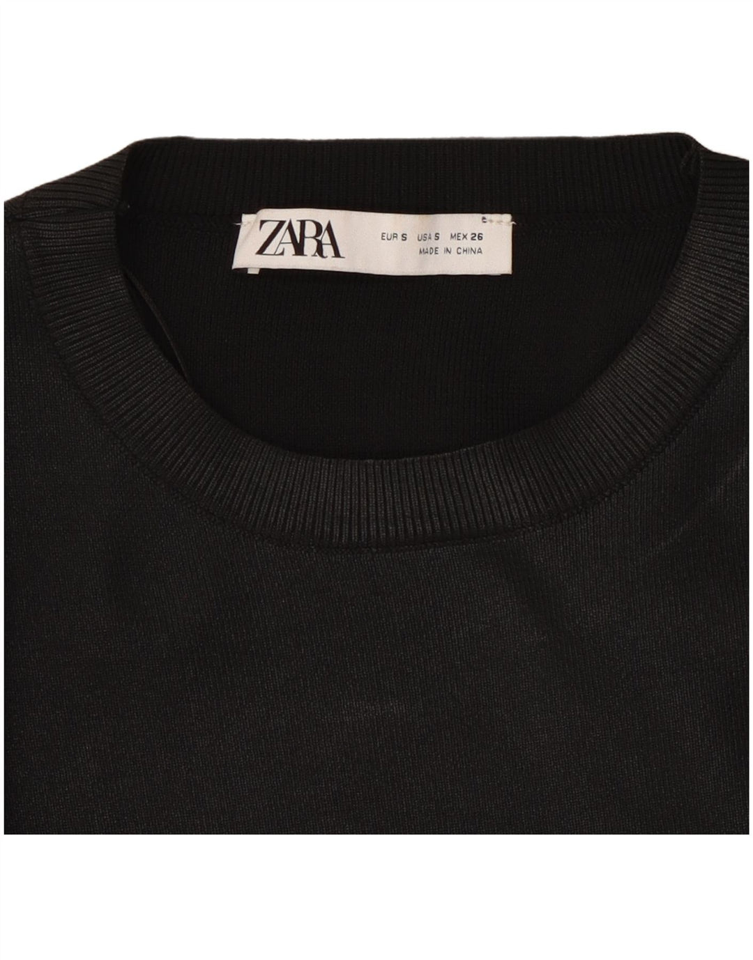 Zara Damen Crop Crew Neck Pullover Pullover UK 8 Small Schwarz