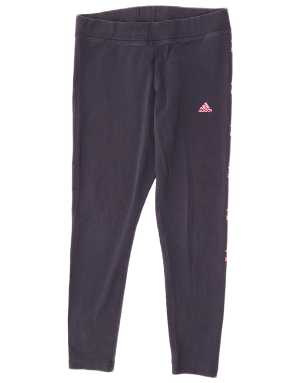 Adidas Damen Graphic Leggings UK 18 XL Marineblau Baumwolle