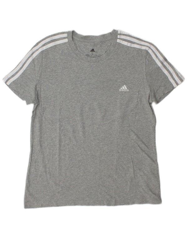 ADIDAS Damen T-Shirt Top UK 16/18 Große graue Baumwolle