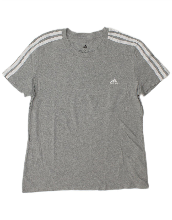 ADIDAS Damen T-Shirt Top UK 16/18 Große graue Baumwolle
