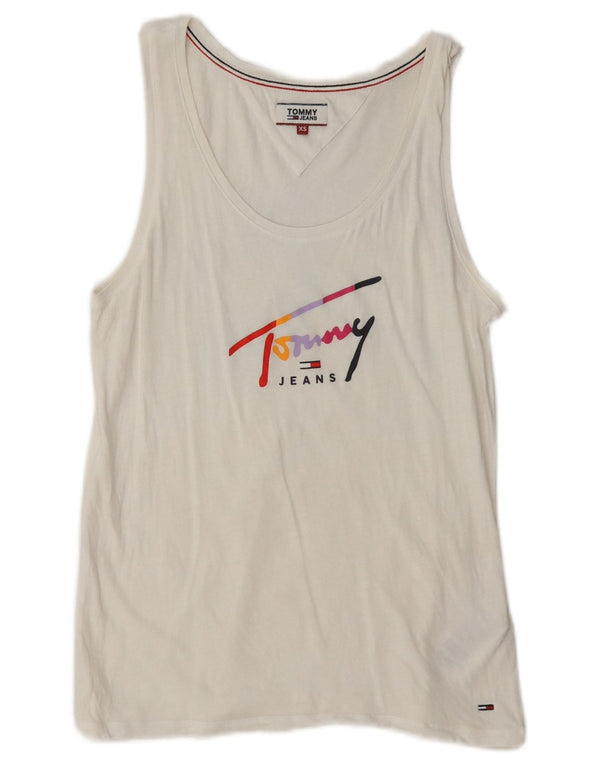 Tommy Hilfiger Damen Grafik-Trägershirt UK 6 XS Weiße Baumwolle