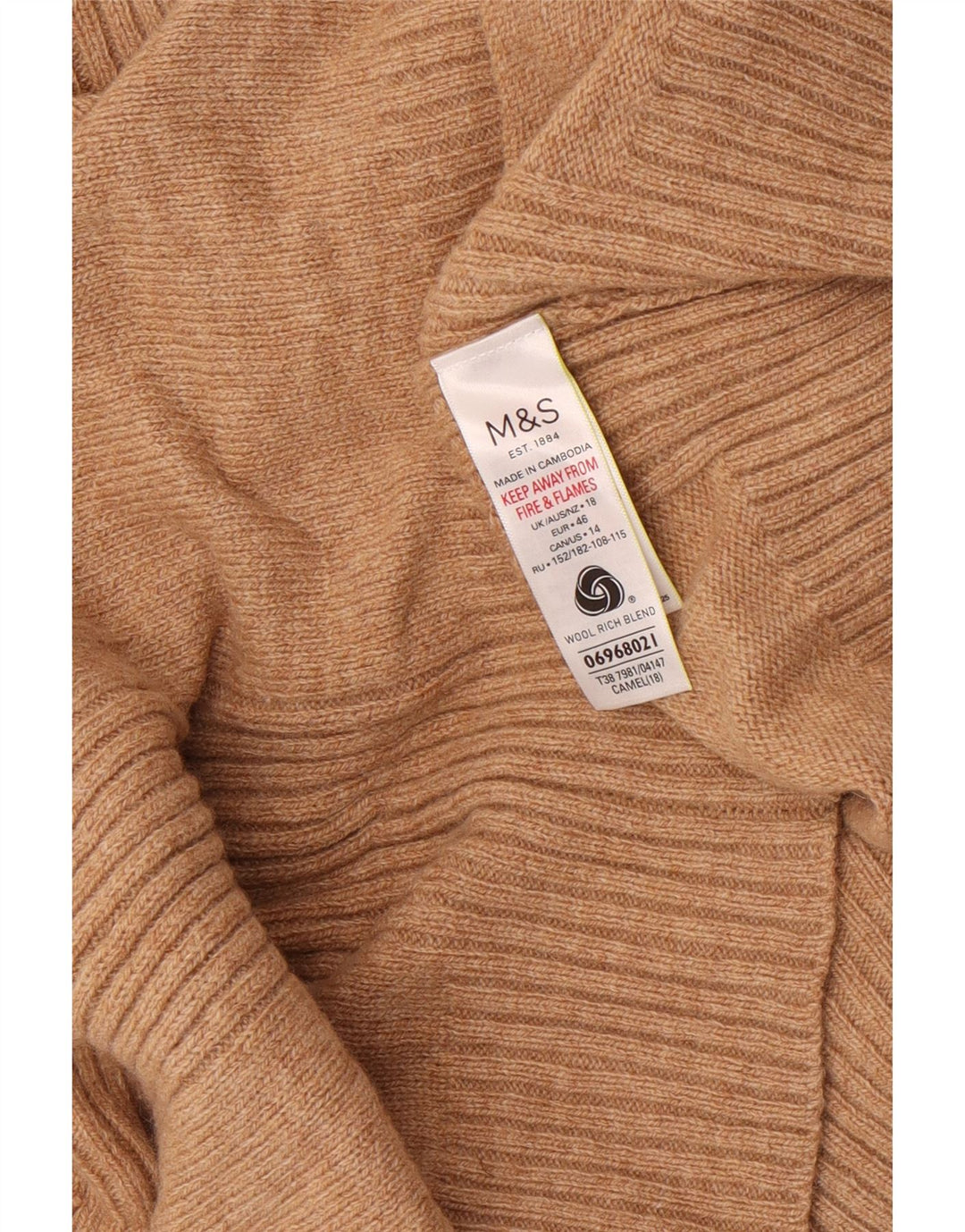 Marks & Spencer Rollkragenpullover für Damen, UK 18, XL, Beige, Wolle