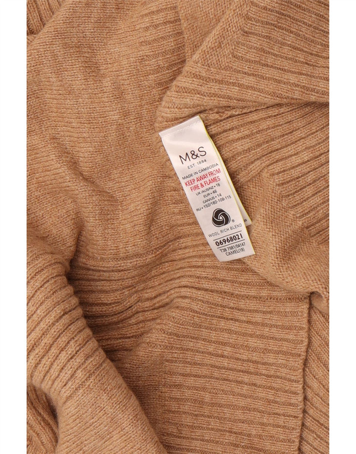 Marks & Spencer Rollkragenpullover für Damen, UK 18, XL, Beige, Wolle