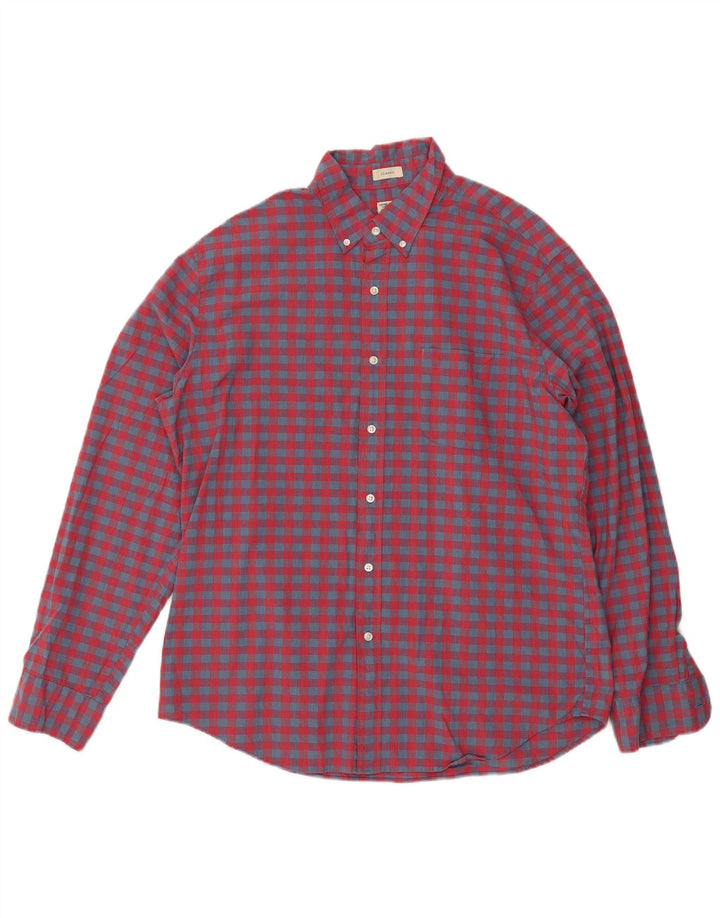 J. CREW Herren-Hemd mit klassischer Passform, großes rotes Gingham-Baumwolle