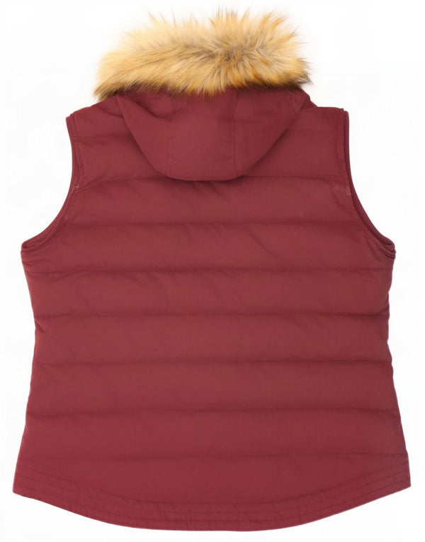 Fat Face Wattierte Damen-Weste mit Kapuze, UK 18, XL, Burgunderrot, Polyester