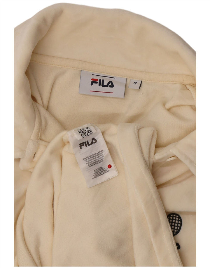 Fila Velours-Polokleid für Damen, Größe S, cremefarbenes Polyester, UK 10