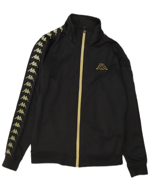 Kappa Womens Graphic Trainingsanzug Top Jacke UK 12 Medium Schwarz Polyester