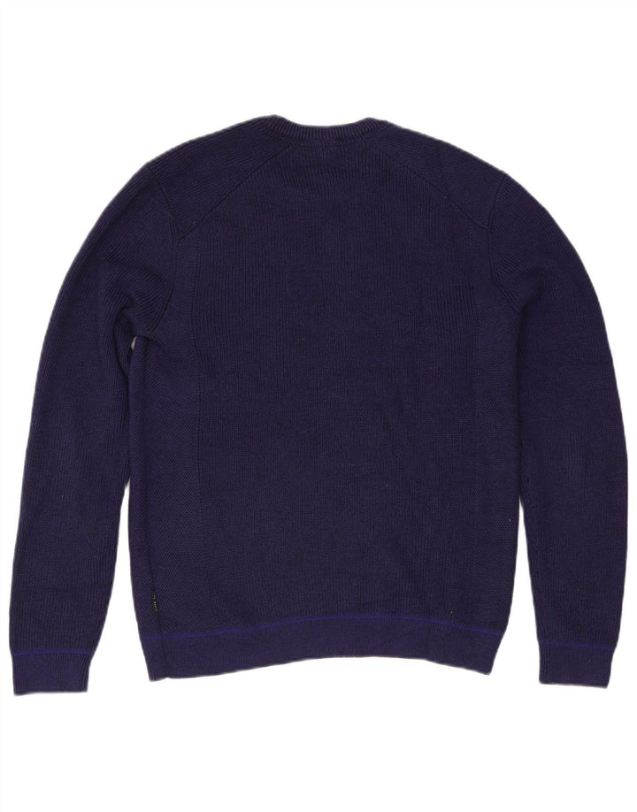 Ted Baker Herren-Pullover mit Rundhalsausschnitt, Größe 4, groß, marineblaues Polyester
