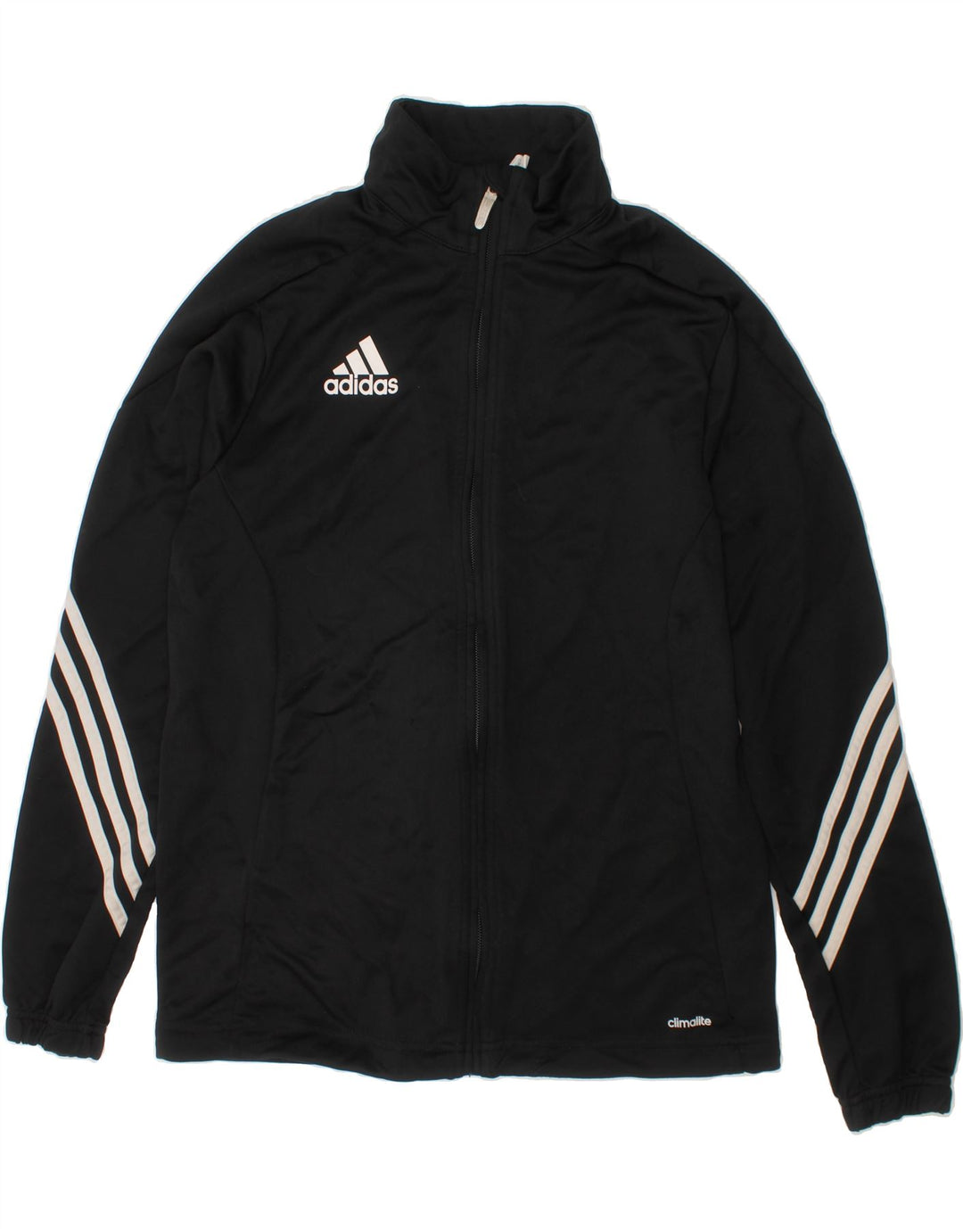 ADIDAS Boys Climalite Graphic Tracksuit Top Jacket 13-14 Years Black Vintage Adidas and Second-Hand Adidas from Messina Hembry 