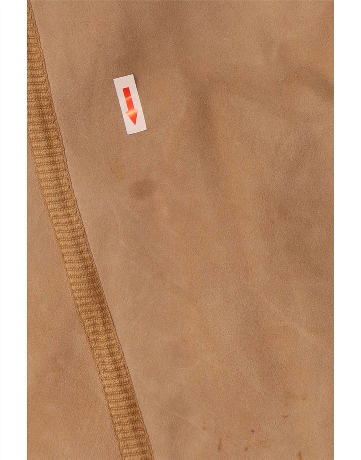 Vintage Damen Shearling Mantel IT 44 Medium Beige Leder