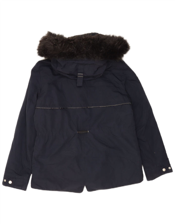 Zara Damen-Parka mit Kapuze, UK 14, mittelmarineblau