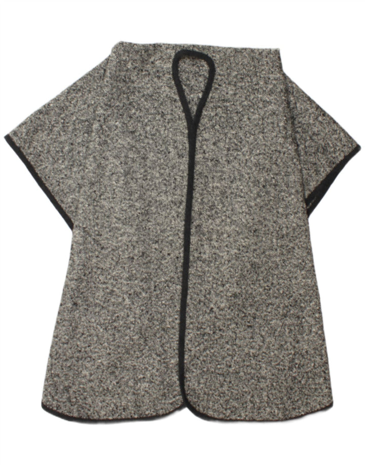 Vintage Damen Cape Mantel Einheitsgröße Grau meliert