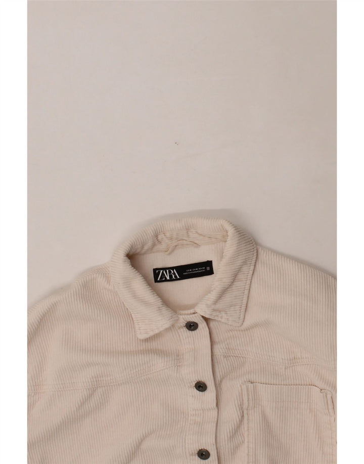 ZARA Womens Oversized Corduroy Shirt UK 14 Medium Pink Cotton Vintage Zara and Second-Hand Zara from Messina Hembry 