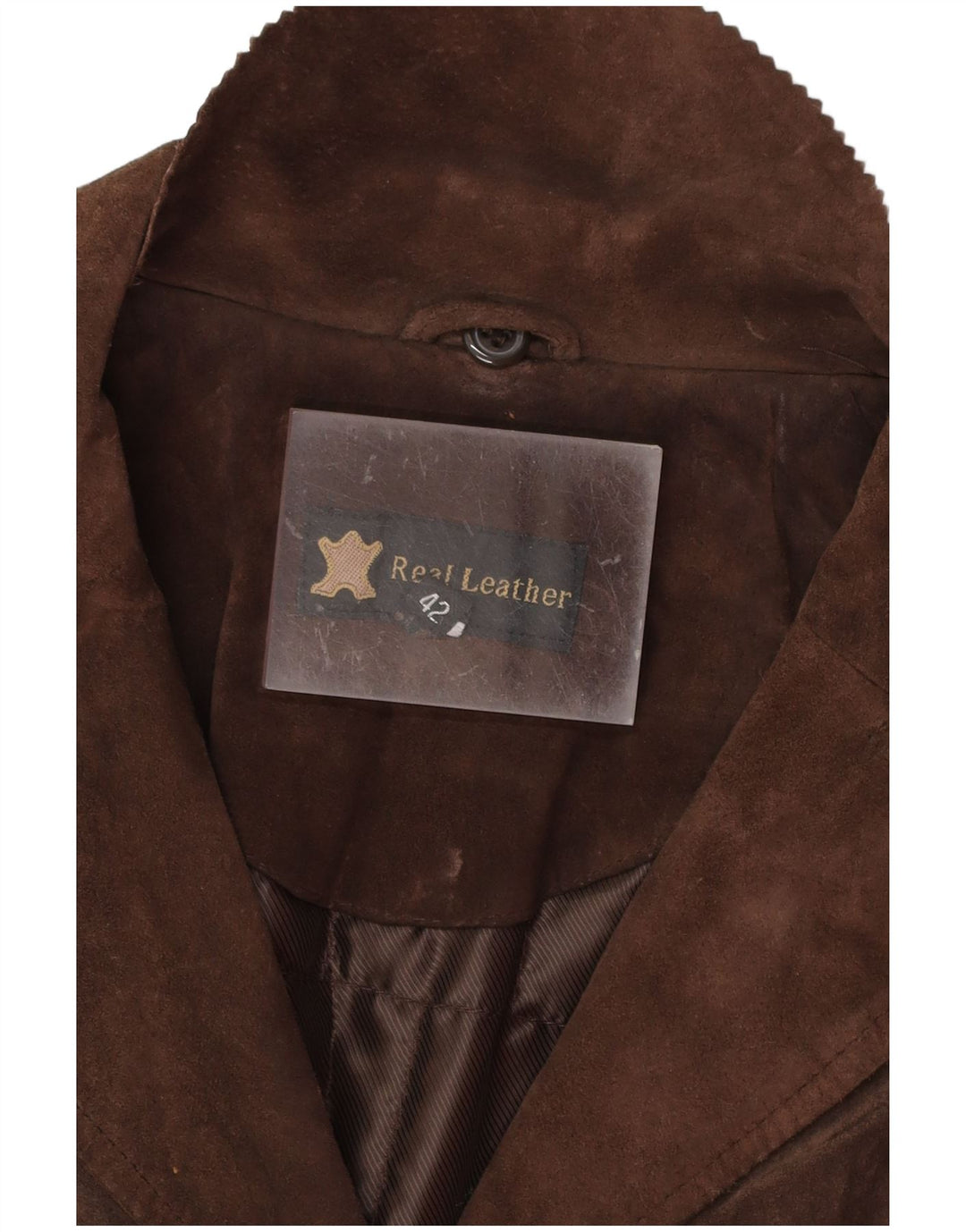 VINTAGE Damen Wildlederjacke EU 42 Großes braunes Leder