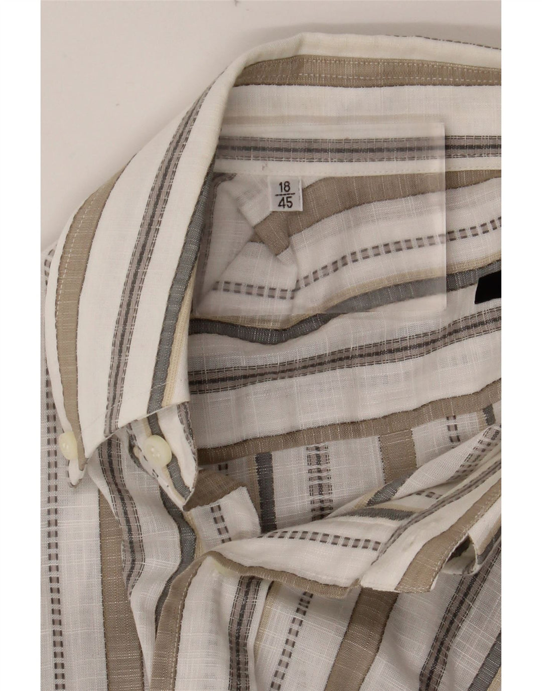 ROCCOBAROCCO Herrenhemd Größe 45 18 2XL Off White gestreift