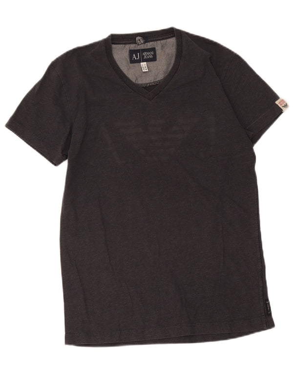 Armani Jeans Damen Grafik T-Shirt Top UK 6 XS Grau