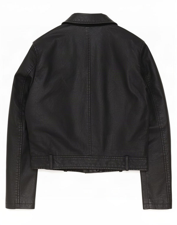 Cavalini Damen Bikerjacke aus Kunstleder, UK 16, Größe L, Schwarz, Polyethylen