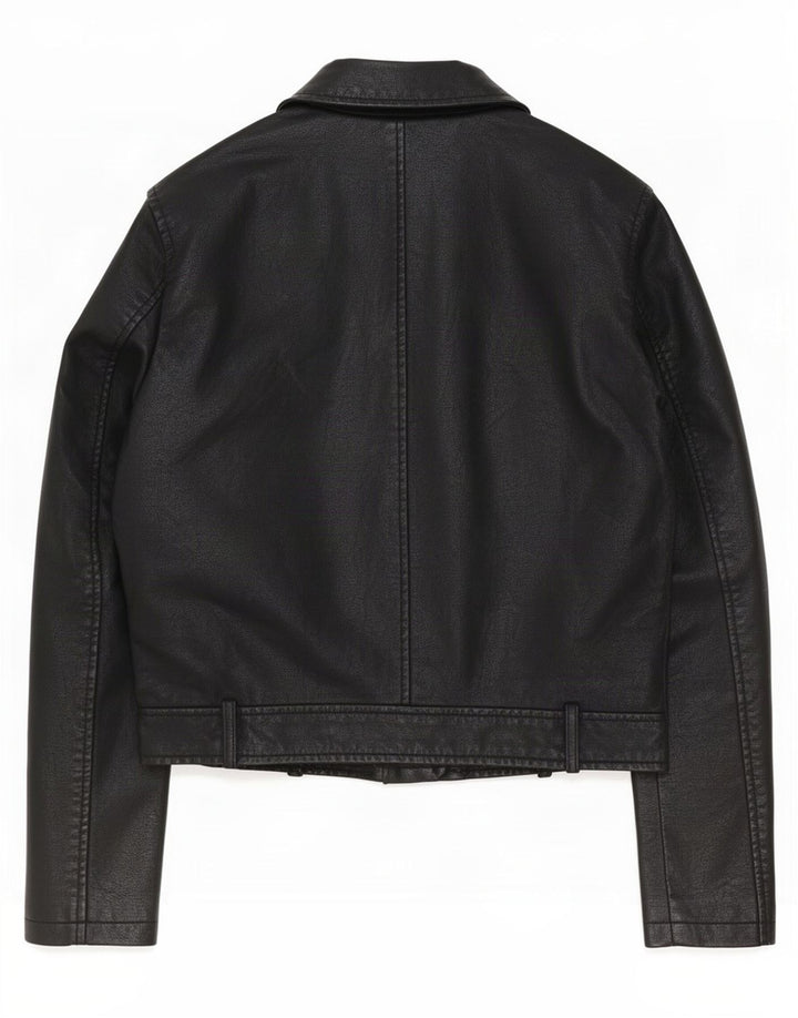 Cavalini Damen Bikerjacke aus Kunstleder, UK 16, Größe L, Schwarz, Polyethylen