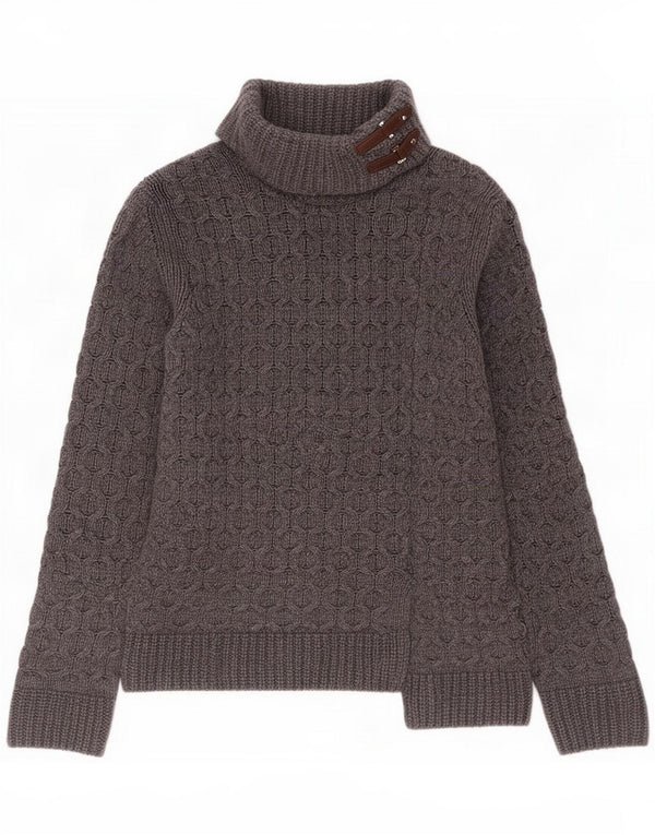 Massimo Dutti Damen Rollkragenpullover Pullover UK 14 Mittelgraue Wolle
