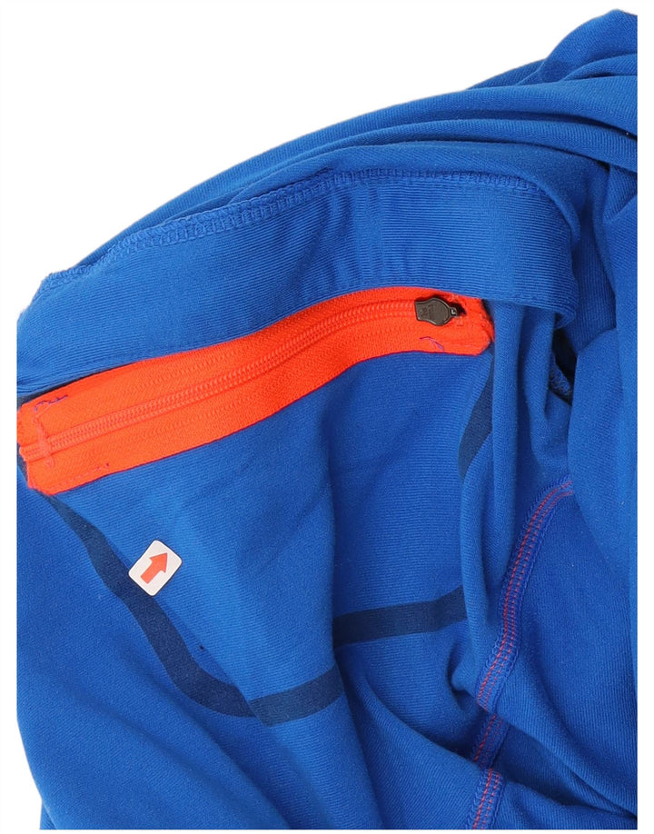 Asics Herren-Oberteil mit Kapuze und Reißverschluss, langärmlig, mittelblaues Polyester