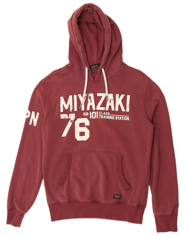 Superdry Herren-Kapuzenpullover mit grafischem Print, mittlere Burgunderrote Baumwolle