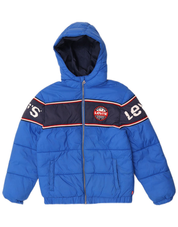Levi's Jungen wattierte Jacke mit grafischer Kapuze, 12–13 Jahre, Größe L, Blau, Farbblock