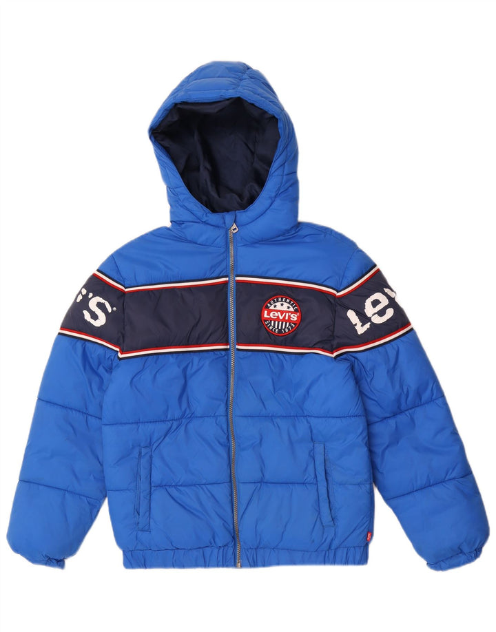 Levi's Jungen wattierte Jacke mit grafischer Kapuze, 12–13 Jahre, Größe L, Blau, Farbblock