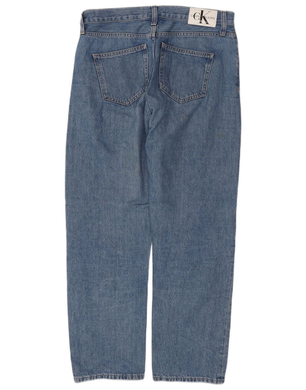 CALVIN KLEIN Herren-Jeans mit hoher Taille, gerade, W30, L28, blaue Baumwolle