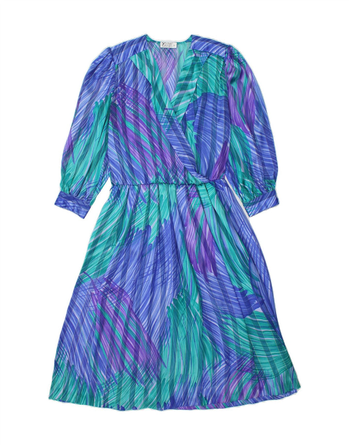 FINK MODELL Womens Abstract Pattern A-Line Dress EU 38 Medium Blue Vintage Fink Modell and Second-Hand Fink Modell from Messina Hembry 