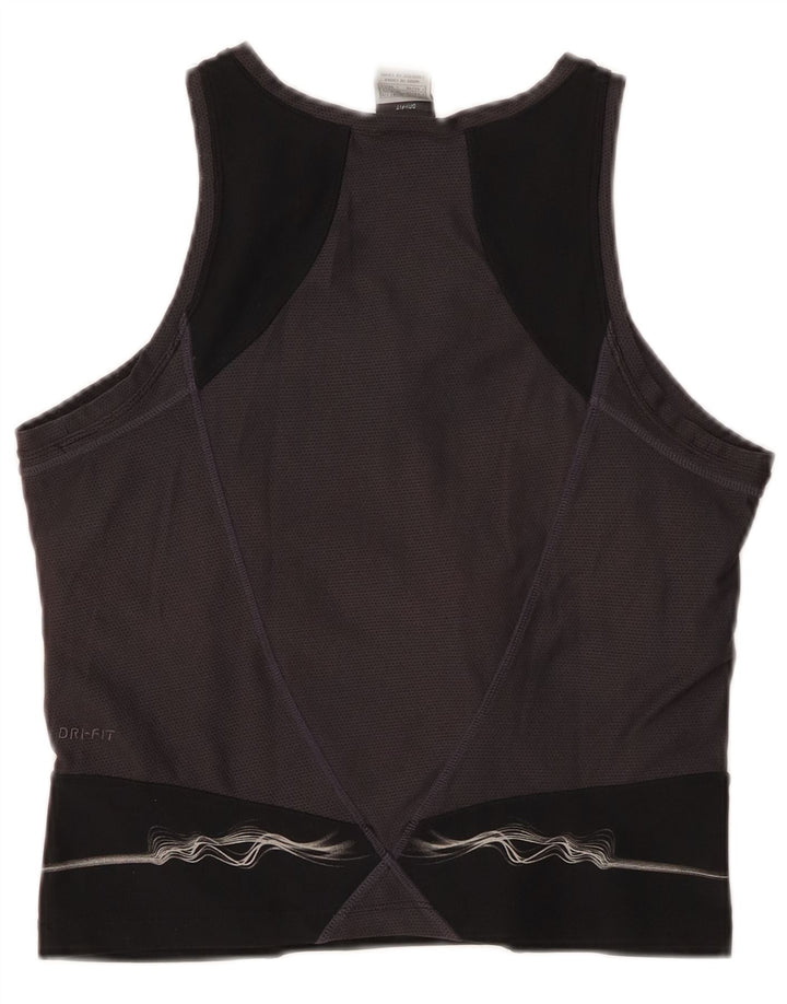 NIKE Damen Dri Fit Crop Vest Top UK 16/18 XL Schwarzes Colourblock-Polyester