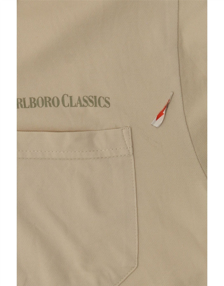 Marlboro Classics Herren-Poloshirt, mittelgroß, cremefarbene Baumwolle