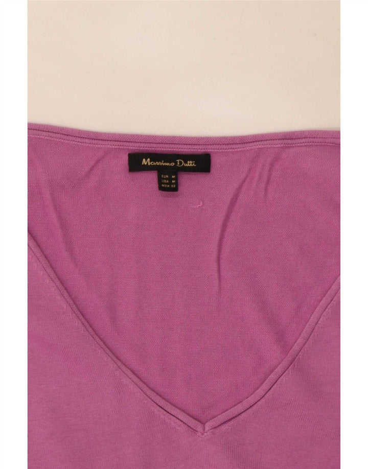 Massimo Dutti Damen-Pullover mit V-Ausschnitt, Gr. 14, Mittelrosa