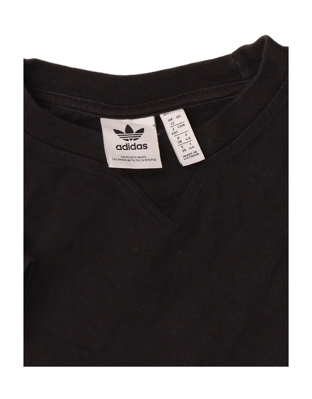 ADIDAS Womens Crop T-Shirt Top UK 12 Medium Black