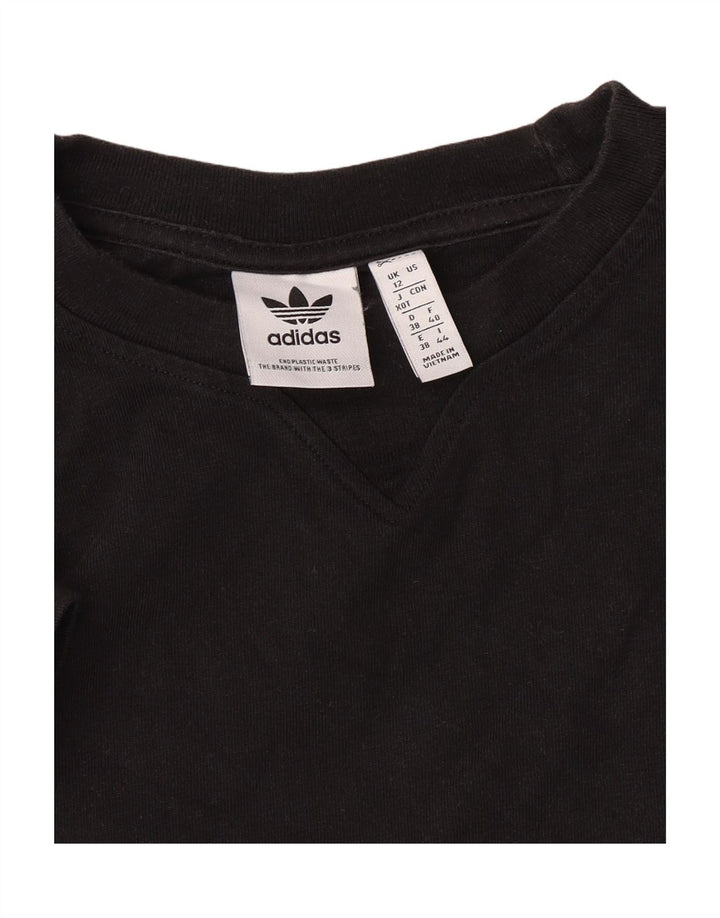 ADIDAS Womens Crop T-Shirt Top UK 12 Medium Black