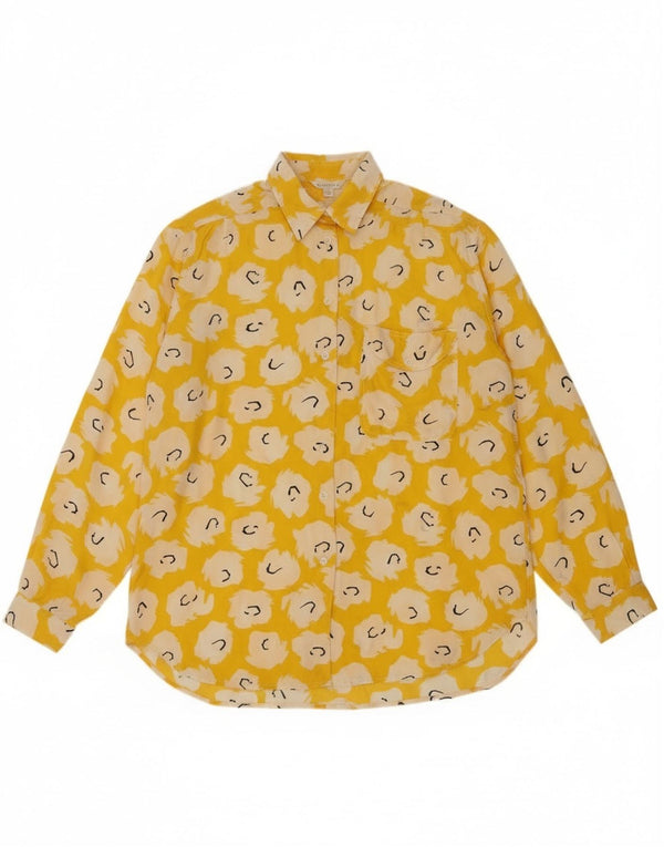 Diana Bentall's Damen-Hemdbluse UK 18 XL gelbe Blumenseide