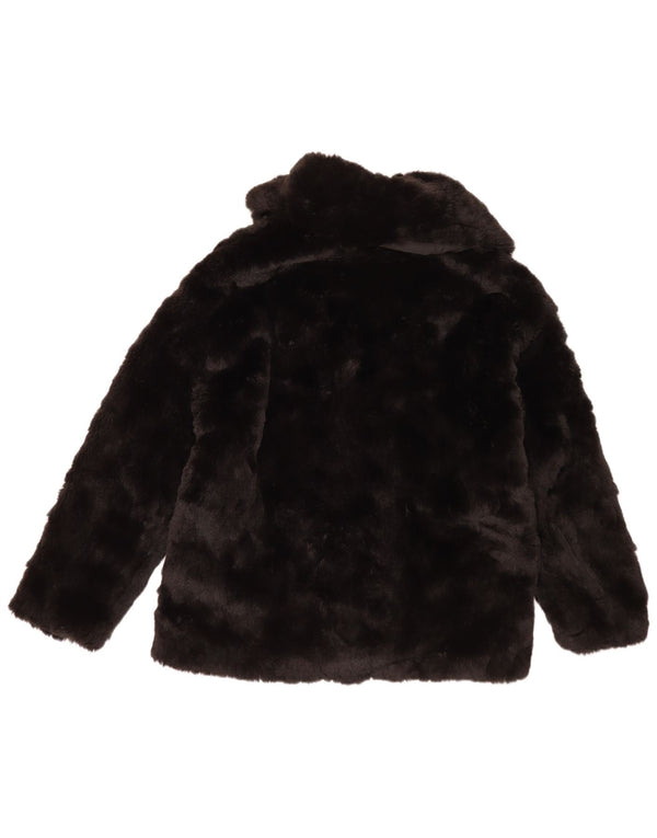 Zara Damen Kunstpelzjacke UK 14 Large Schwarz Polyester