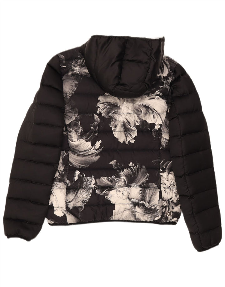 Colmar Womens Graphic Hooded Wattierte Jacke IT 44 Medium Black Floral