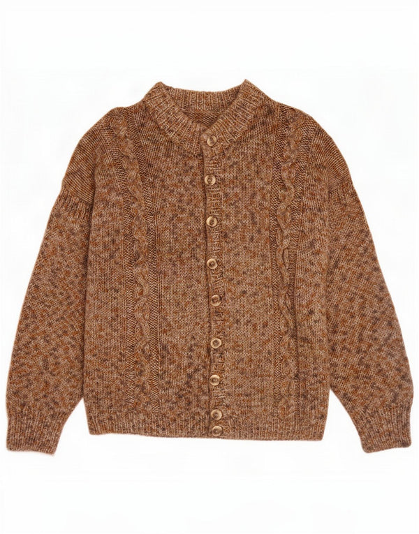Vintage Herren-Strickjacke, groß, braun gefleckt