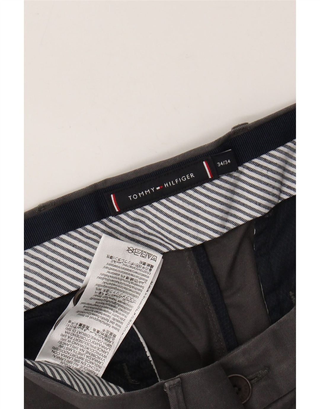 TOMMY HILFIGER Herren Slim Chinohose W34 L34 Graue Baumwolle