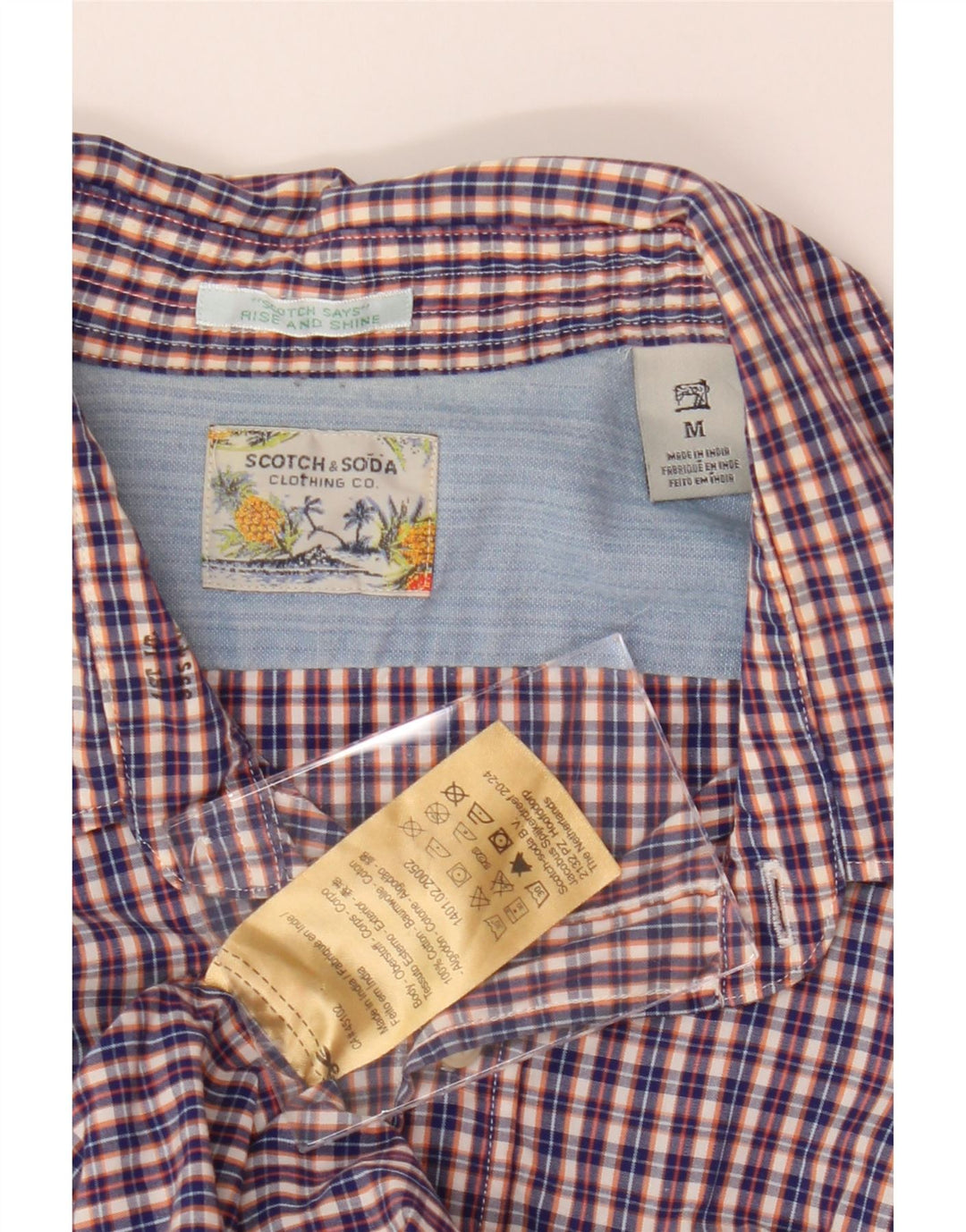 SCOTCH & SODA Mens Shirt Medium Blue Check Cotton Vintage Scotch & Soda and Second-Hand Scotch & Soda from Messina Hembry 