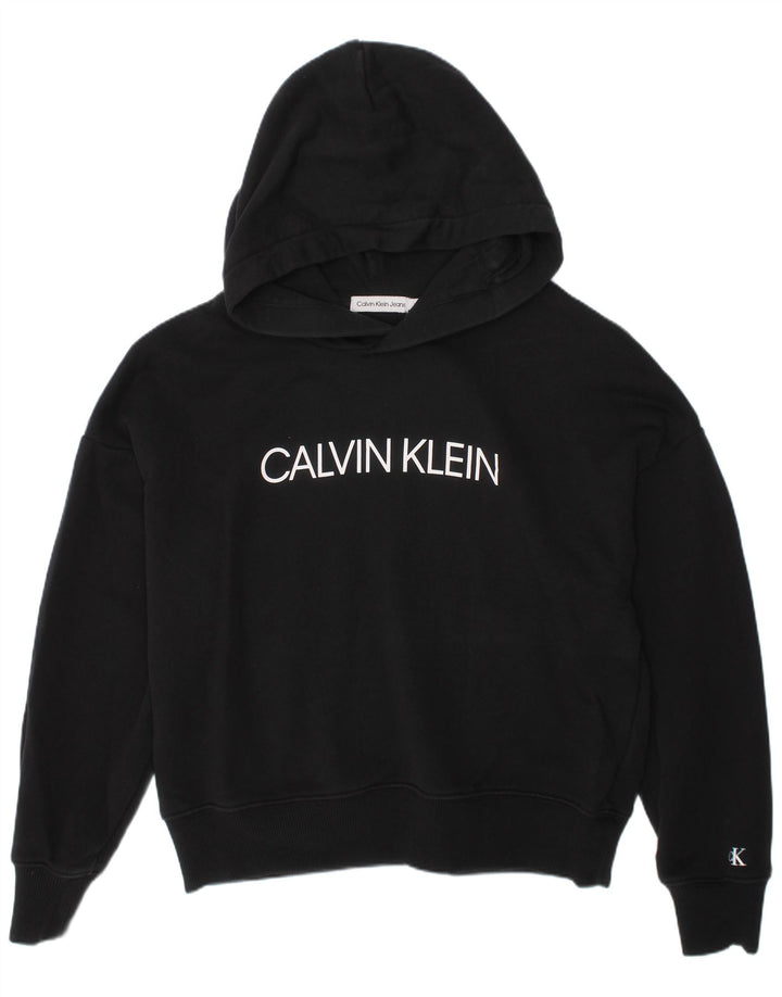 CALVIN KLEIN JEANS Crop Graphic Hoodie-Pullover für Mädchen, 11–12 Jahre, Schwarz