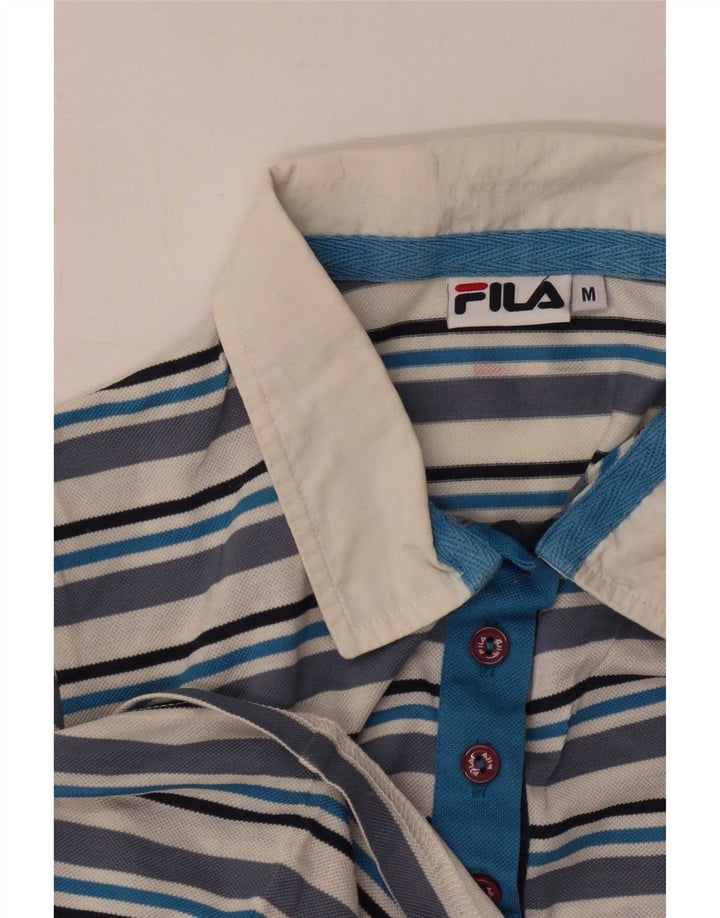 Fila Damen Poloshirt UK 12 Mittelblau gestreift