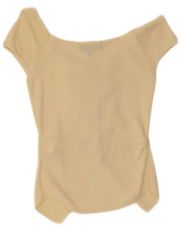 Zara Damen Kurzarm-Hemdbluse UK 12 Mittelgelbe Viskose
