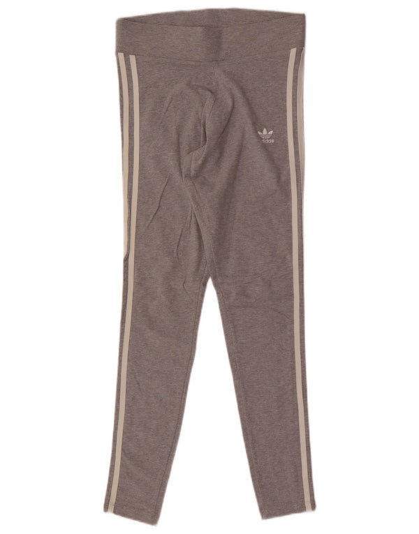Adidas Damen Leggings UK 10 Small Grau gefleckte Baumwolle