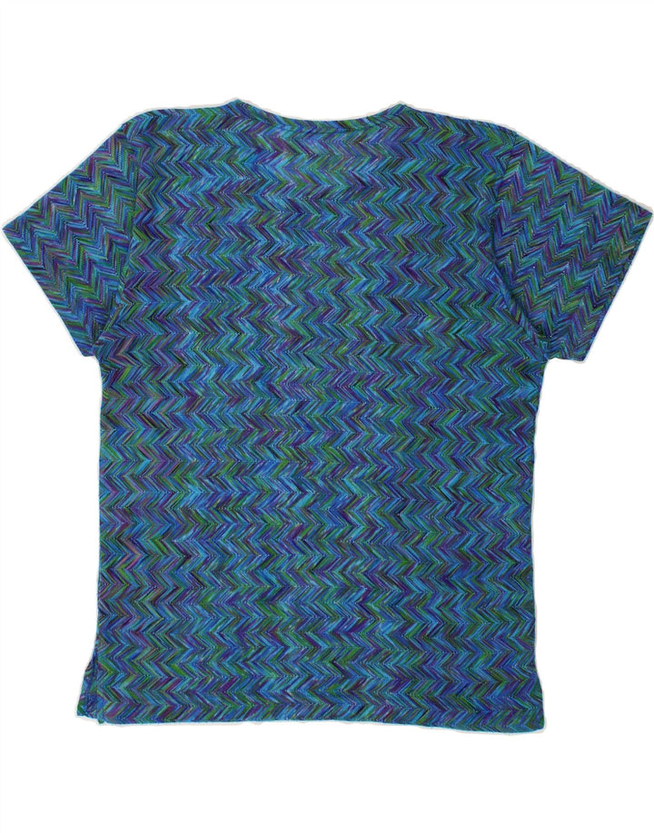 VINTAGE Womens T-Shirt Top UK 18 XL Blue Chevron Vintage Vintage and Second-Hand Vintage from Messina Hembry 
