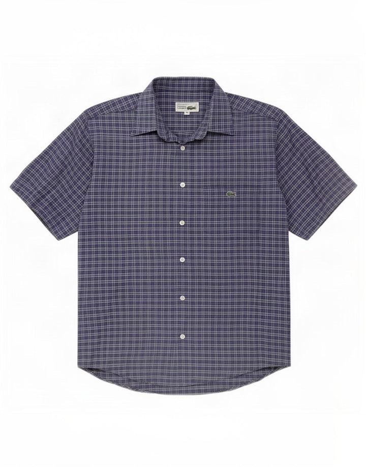 Lacoste Herren-Kurzarmhemd, mittelgroß, marineblau kariert
