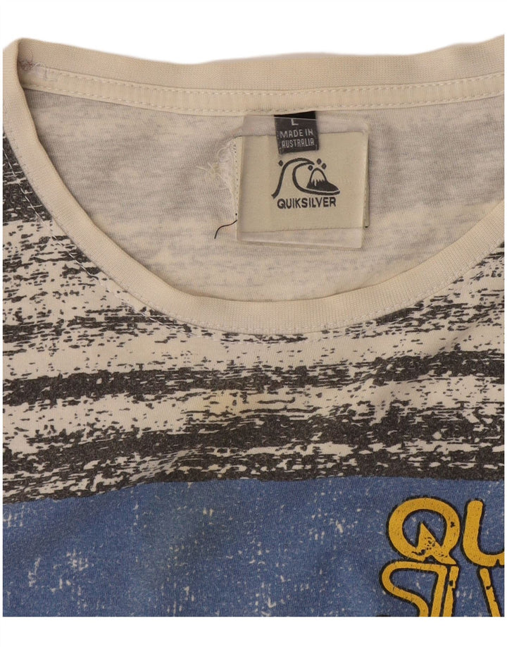 Quiksilver Herren-T-Shirt mit Grafik, groß, grau gestreift
